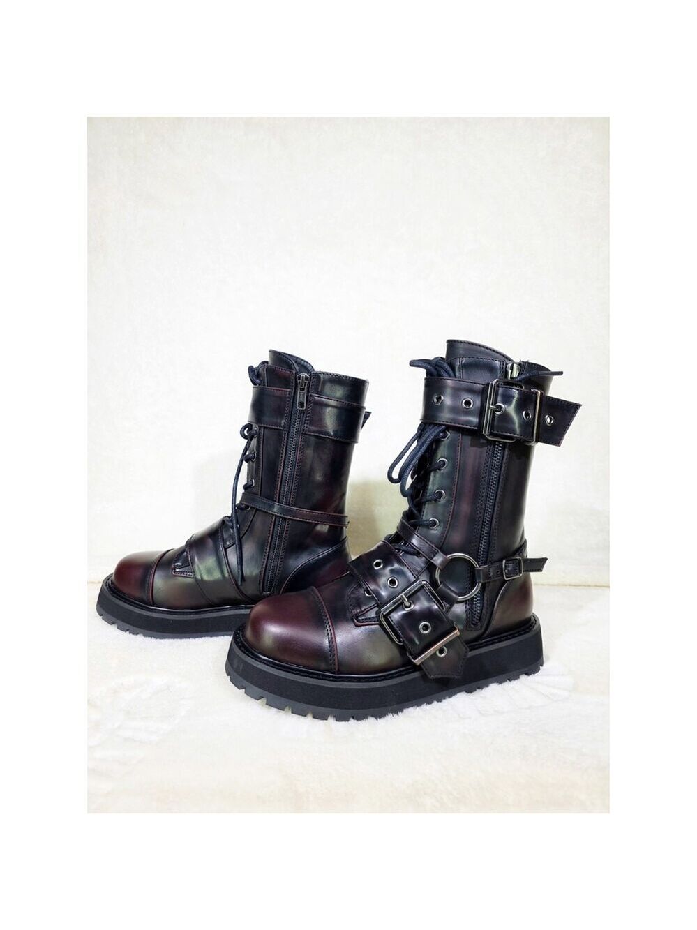 NIB DEMONIA Valor 220 Goth Combat Biker Ankle Boots Rub Off Distressed Black
